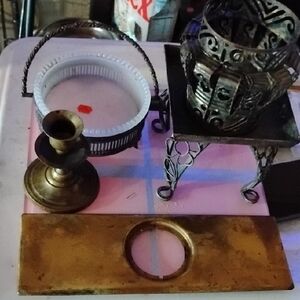 Elegant Brass and Silver Home Accent Set